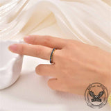 Simple Single-Row Zircon Stainless Steel Spinner Ring | Gthic.com