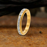 Simple Single-Row Zircon Stainless Steel Spinner Ring