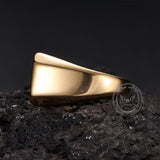Simple Smooth Black Gemstone Stainless Steel Ring