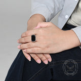 Simple Smooth Black Gemstone Stainless Steel Ring | Gthic.com