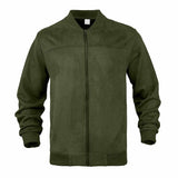 Simple Solid Color Suede Casual Zip-Up Jacket
