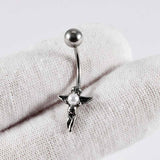 Simple Spider Web Angel Stainless Steel Belly Ring