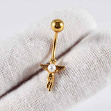 Simple Spider Web Angel Stainless Steel Belly Ring