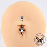 Simple Spider Web Angel Stainless Steel Belly Ring 03 | Gthic.com