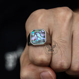 Simple Square Colorful Gemstone Stainless Steel Ring