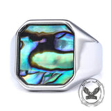 Simple Square Colorful Gemstone Stainless Steel Ring | Gthic.com