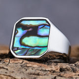 Simple Square Colorful Gemstone Stainless Steel Ring | Gthic.com