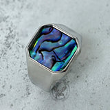 Simple Square Colorful Gemstone Stainless Steel Ring