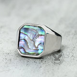 Simple Square Colorful Gemstone Stainless Steel Ring