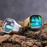 Simple Square Colorful Gemstone Stainless Steel Ring | Gthic.com