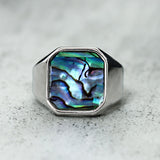 Simple Square Colorful Gemstone Stainless Steel Ring