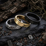 Simple Stone Texture Stainless Steel Spinner Ring