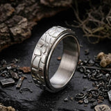 Simple Stone Texture Stainless Steel Spinner Ring | Gthic.com