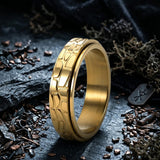 Simple Stone Texture Stainless Steel Spinner Ring