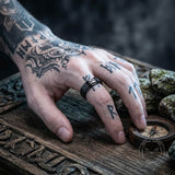 Simple Stone Texture Stainless Steel Spinner Ring | Gthic.com