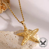 Simple Swirl Starfish Stainless Steel Necklace 03 | Gthic.com