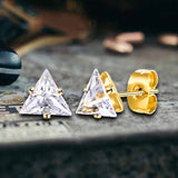 Simple Triangle Zircon Inlaid Stainless Steel Earrings