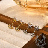 Simple Triangle Zircon Inlaid Stainless Steel Earrings