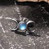 Simple Triple Moon Goddess Stainless Steel Earrings | Gthic.com