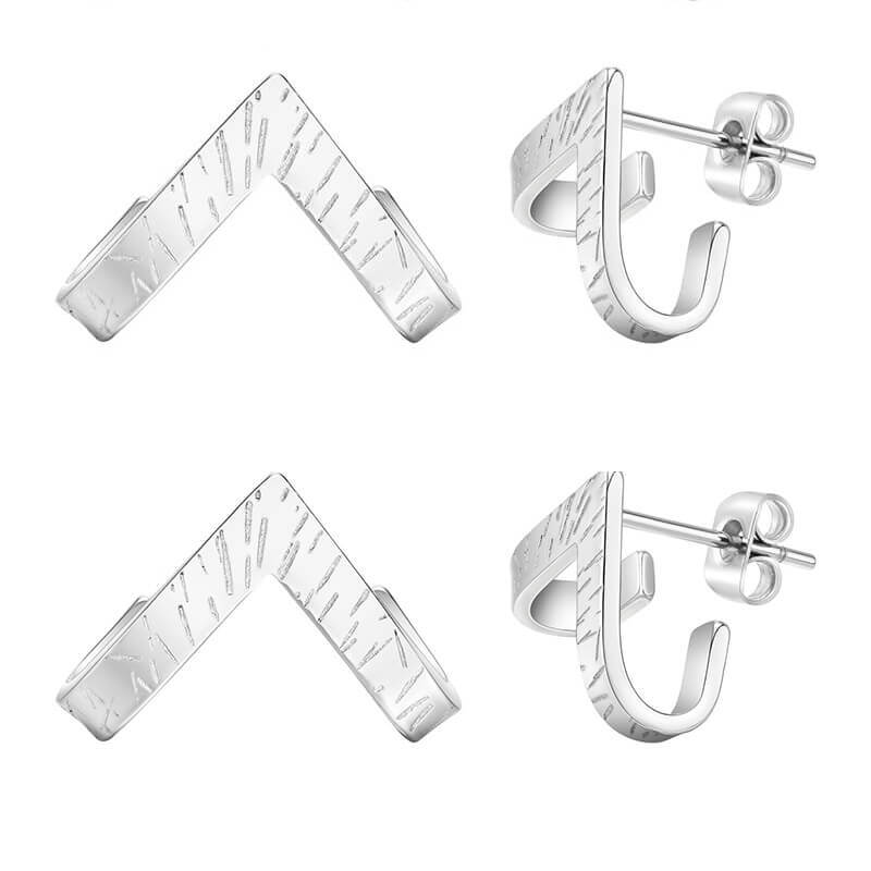 Simple V-shaped Stainless Steel Earrings