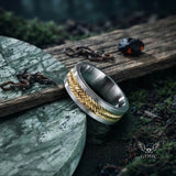 Simple Wheat Ear Pattern Stainless Steel Spinner Ring | Gthic.com
