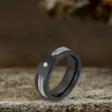 Simple Wire Rope Design Zircon Stainless Steel Ring | Gthic.com