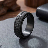 Simple Woven Pattern Stainless Steel Spinner Ring