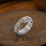 Anillo giratorio de acero inoxidable Mantra de seis palabras