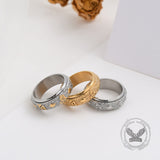 Anillo giratorio de acero inoxidable Mantra de seis palabras