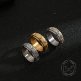 Anillo giratorio de acero inoxidable Mantra de seis palabras