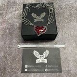 Skeleton Hands Red Heart Alloy Choker Necklace