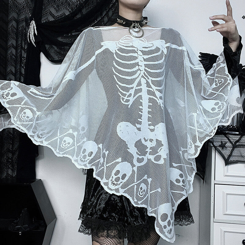 halloween dress skeleton Skeleton Lace Halloween Costume Cape – GTHIC
