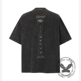 Skeleton Pattern Vintage Washed Cotton T-Shirt