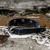 Pulsera punk de cuero de aleación de calavera