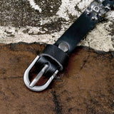 Pulsera punk de cuero de aleación de calavera