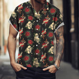 Skull And Roses Polyester Hawaiian Shirt | Gthic.com