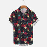 Skull And Roses Polyester Hawaiian Shirt | Gthic.com