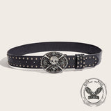 Skull And Snake Buckle Gothic Rivet PU Leather Belt | Gthic.com