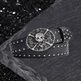 Skull And Snake Buckle Gothic Rivet PU Leather Belt | Gthic.com