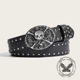 Skull And Snake Buckle Gothic Rivet PU Leather Belt | Gthic.com