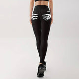Skull Hand Print Elastic Waist Hip Lifting Pants 02 | Gthic.com