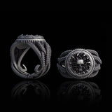 Skull Head Octopus Tentacles Sterling Silver Ring | Gthic.com