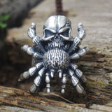 Skull Head Spider Sterling Silver Biker Ring | Gthic.com