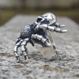 Skull Head Spider Sterling Silver Biker Ring | Gthic.com