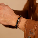 Skull Head Tiger's Eye Stone Stainless Steel Bracelet