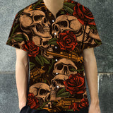 Skull Print Polyester Hawaiian Shirt | Gthic.com