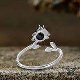 Skull Rose Sterling Silver Open Ring | Gthic.com