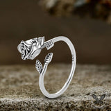 Skull Rose Sterling Silver Open Ring | Gthic.com