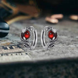 Slytherin Snake Gemstone Sterling Silver Hoop Earrings | Gthic.com