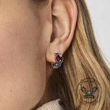 Slytherin Snake Gemstone Sterling Silver Hoop Earrings | Gthic.com